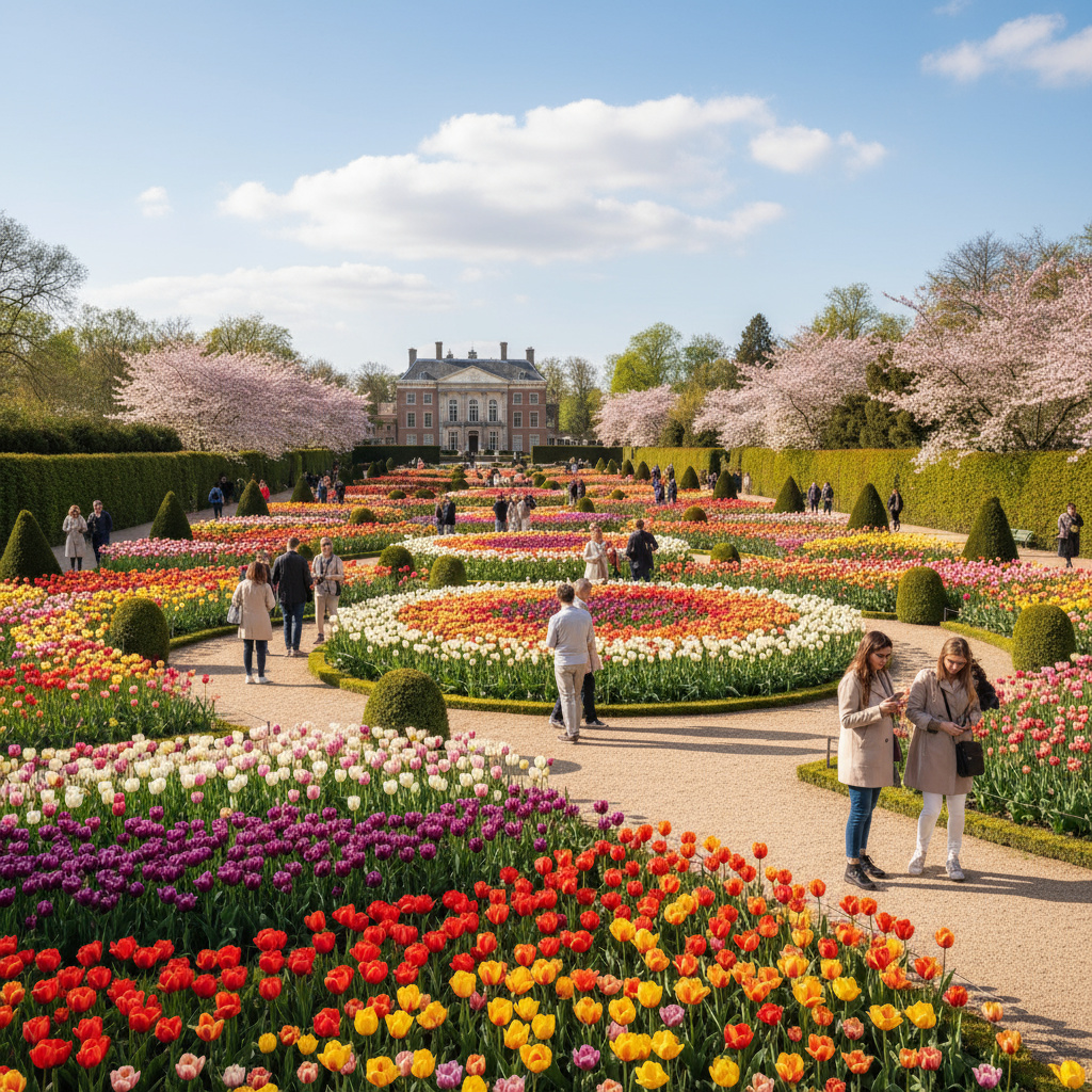 Kleurrijke tulpenvelden in Keukenhof